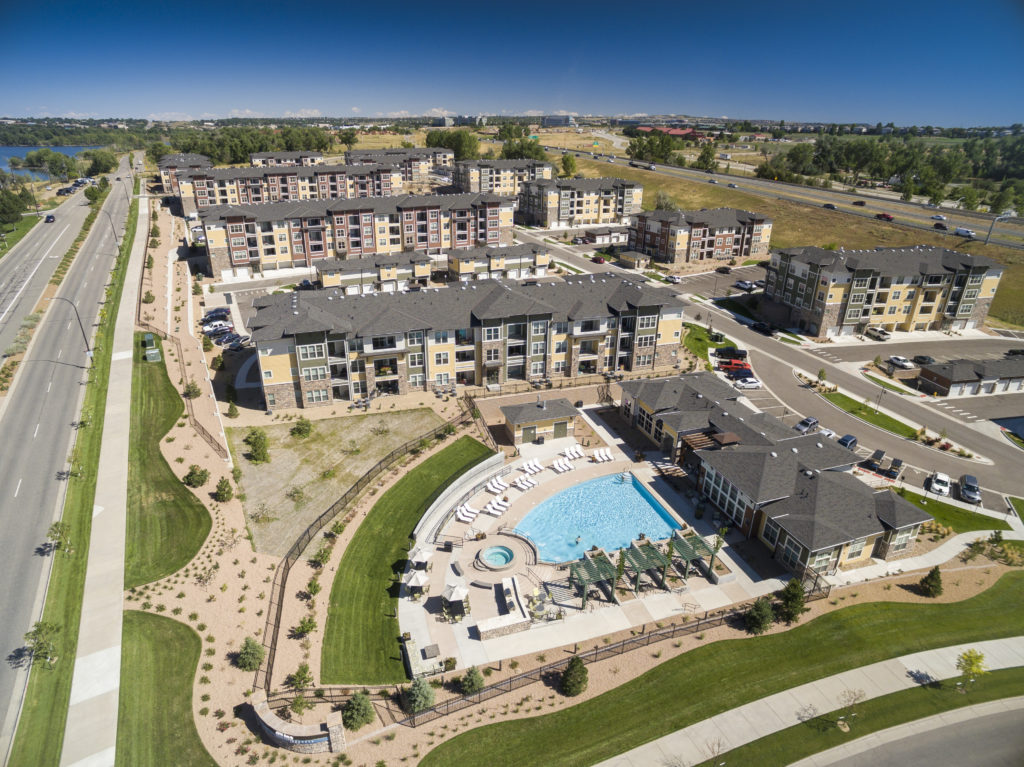 Birdseye view of Littleton Commons in Colorado, that was designed using garden-style construction.